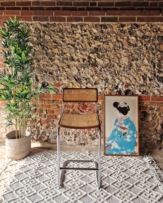 Bauhaus Style Chrome Rattan Bar Stool