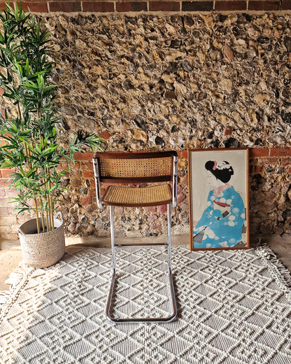 Bauhaus Style Chrome Rattan Bar Stool