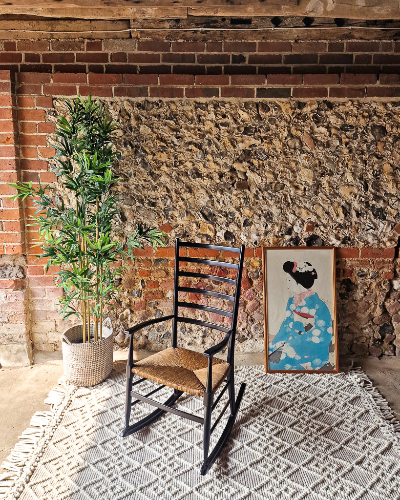 Mid Century Italian Ebonised Rocking Chair (Rushed Seat)