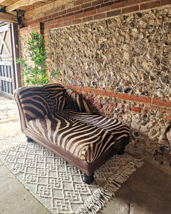 Vintage Zebra Hide Chaise Lounge Sofa