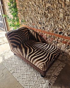 Vintage Zebra Hide Chaise Lounge Sofa