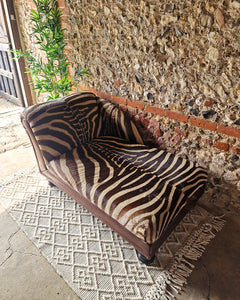 Vintage Zebra Hide Chaise Lounge Sofa