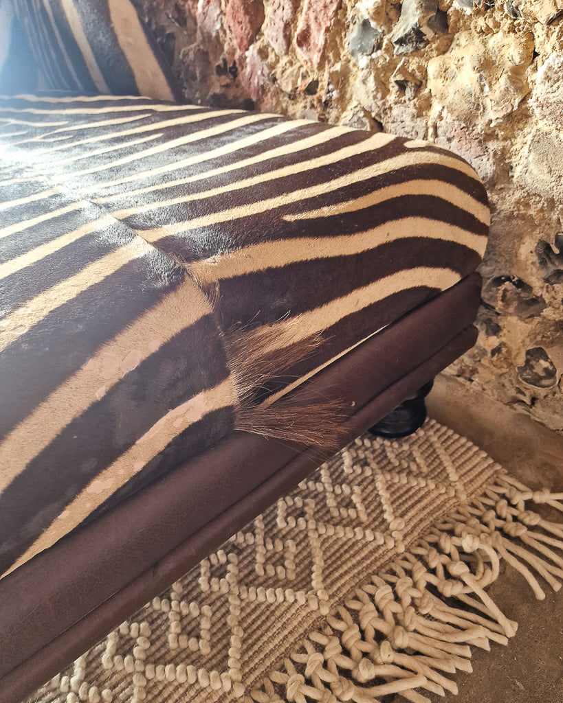 Vintage Zebra Hide Chaise Lounge Sofa