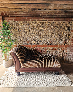 Vintage Zebra Hide Chaise Lounge Sofa