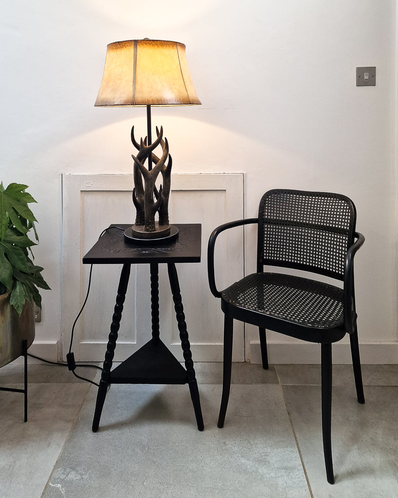 Vintage Ebonised Bobbin Leg Side Table