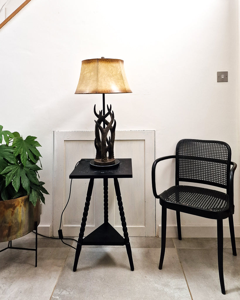 Vintage Ebonised Bobbin Leg Side Table