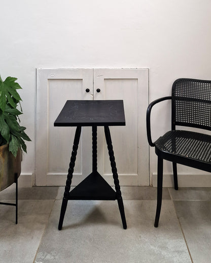 Vintage Ebonised Bobbin Leg Side Table