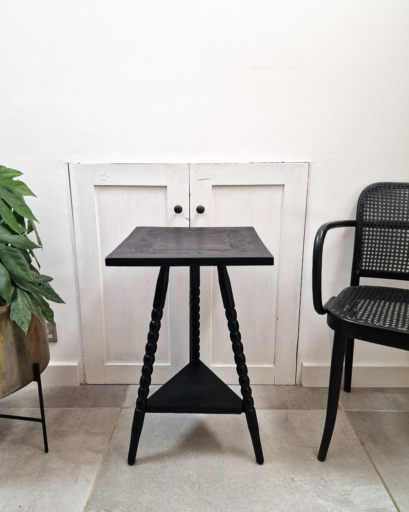 Vintage Ebonised Bobbin Leg Side Table