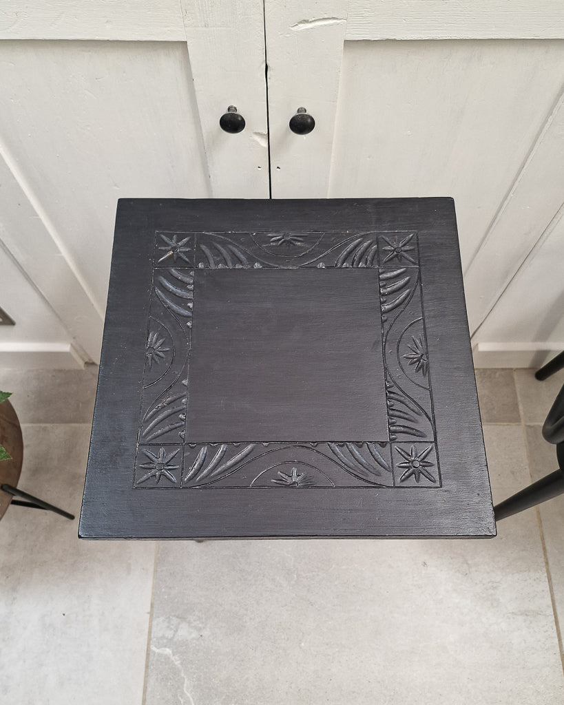 Vintage Ebonised Bobbin Leg Side Table