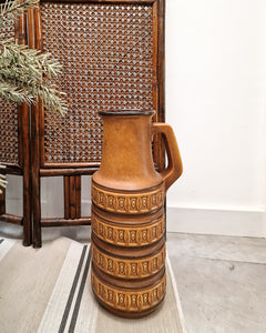 Mid Century Large German Studio Pottery Fat Lava Vase
