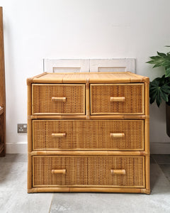 Vintage Bamboo & Rattan Chest of Drawers