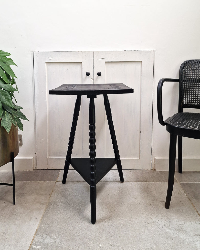 Vintage Ebonised Bobbin Leg Side Table