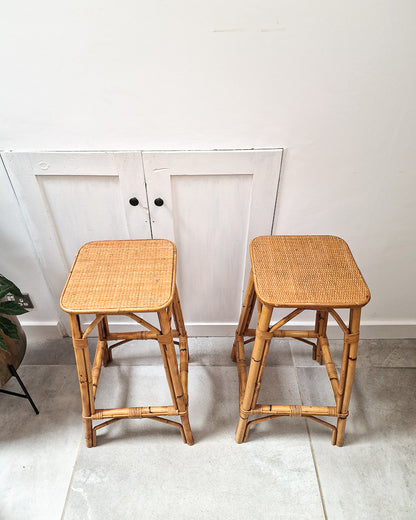 Vintage Bamboo Bar / Kitchen Stools (Pair)