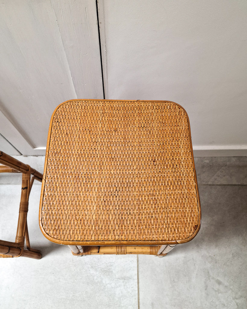 Vintage Bamboo Bar / Kitchen Stools (Pair)