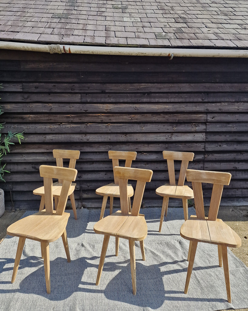 Wladyslaw Wincze Brutalist Bleached Teak Zydel Dining Chairs