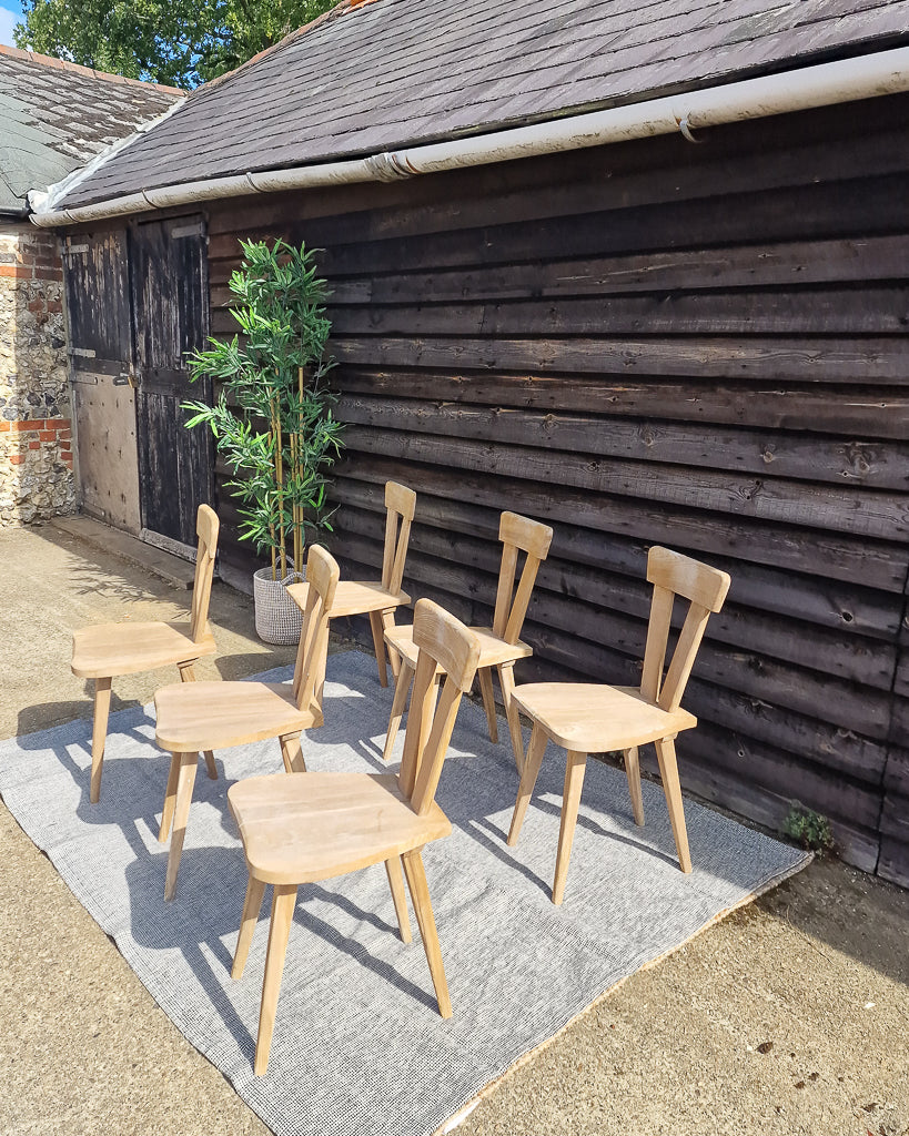 Wladyslaw Wincze Brutalist Bleached Teak Zydel Dining Chairs