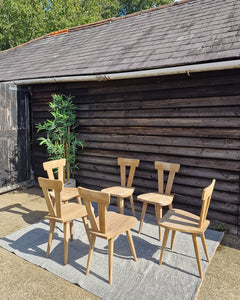 Wladyslaw Wincze Brutalist Bleached Teak Zydel Dining Chairs