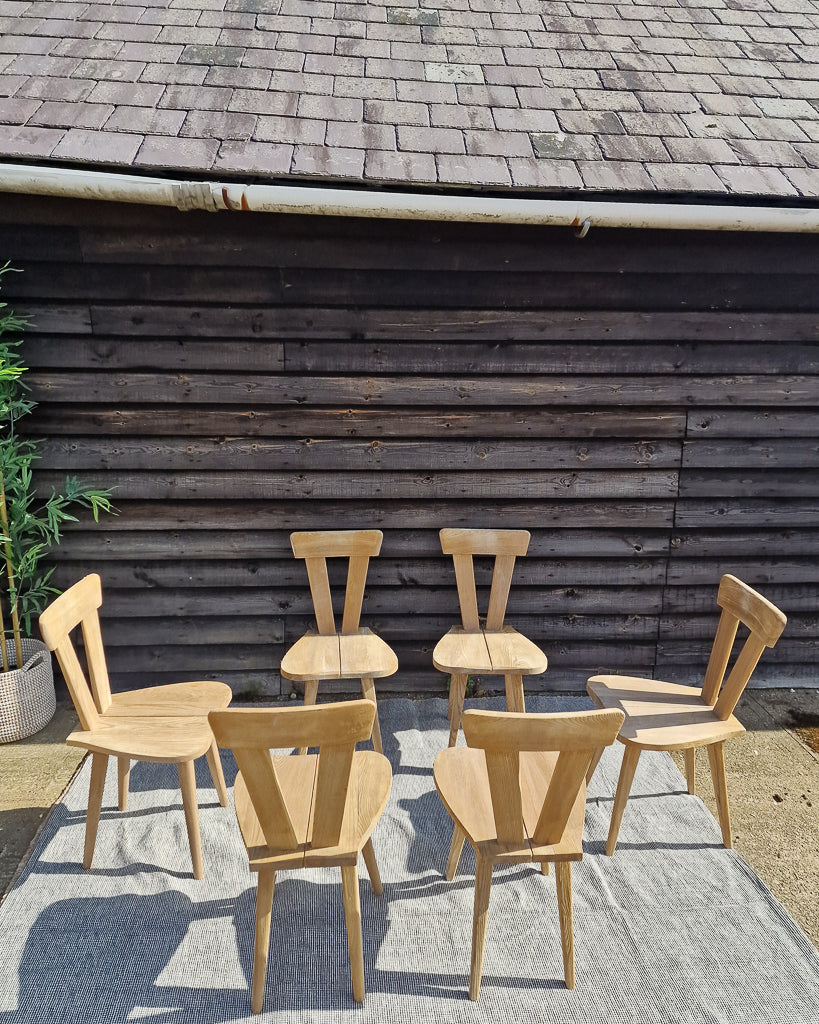 Wladyslaw Wincze Brutalist Bleached Teak Zydel Dining Chairs