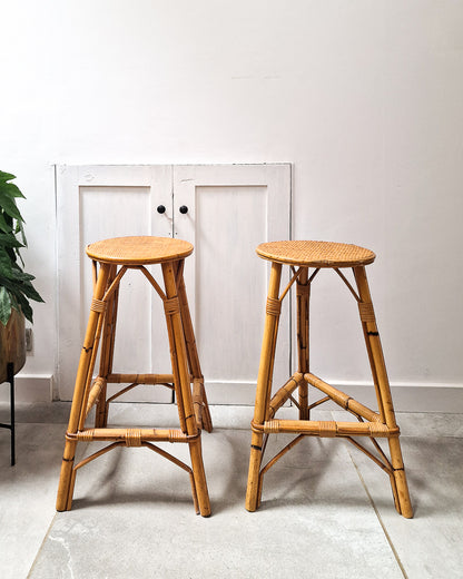 Vintage Bamboo Bar / Kitchen Stools (Pair)