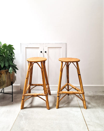 Vintage Bamboo Bar / Kitchen Stools (Pair)