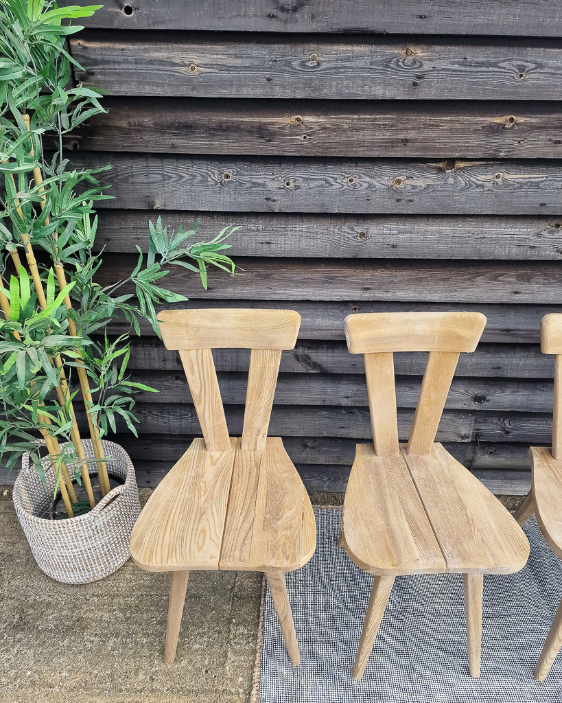 Wladyslaw Wincze Brutalist Bleached Teak Zydel Dining Chairs