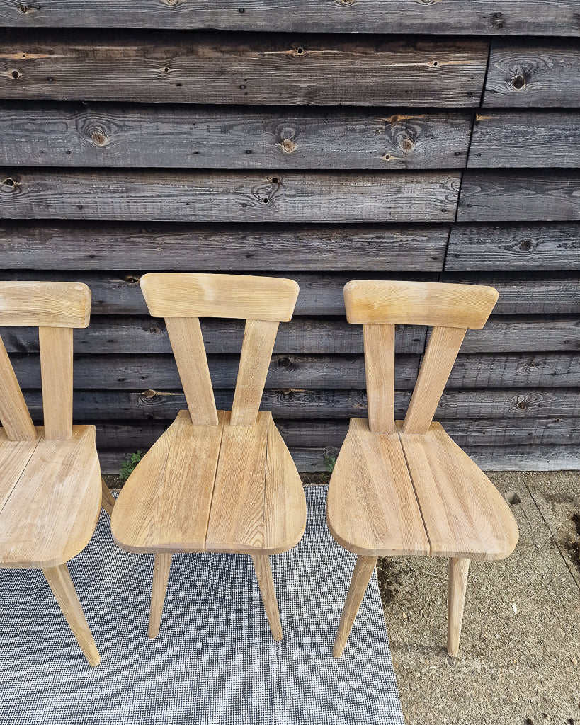 Wladyslaw Wincze Brutalist Bleached Teak Zydel Dining Chairs