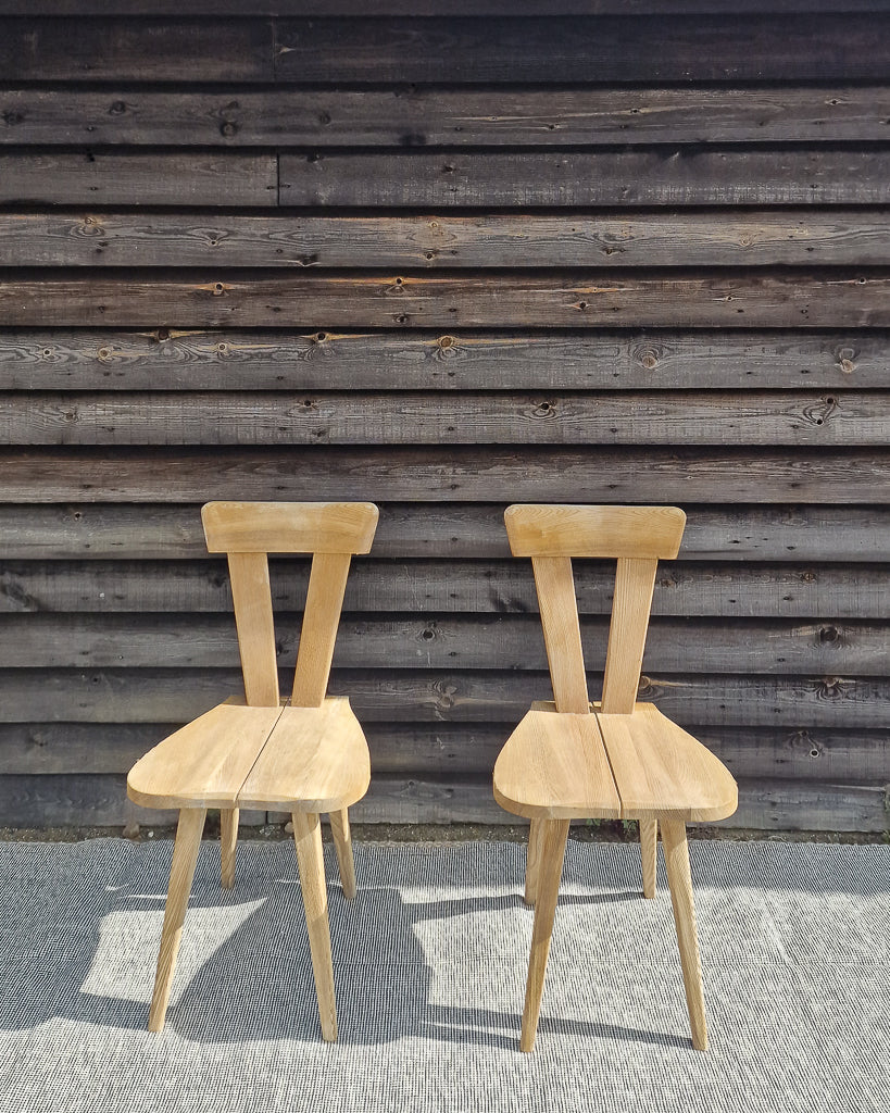 Wladyslaw Wincze Brutalist Bleached Teak Zydel Dining Chairs