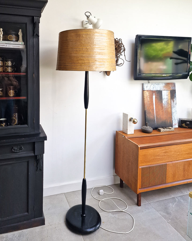 Mid Century Ebonised Standard Floor Lamp inc. Shade