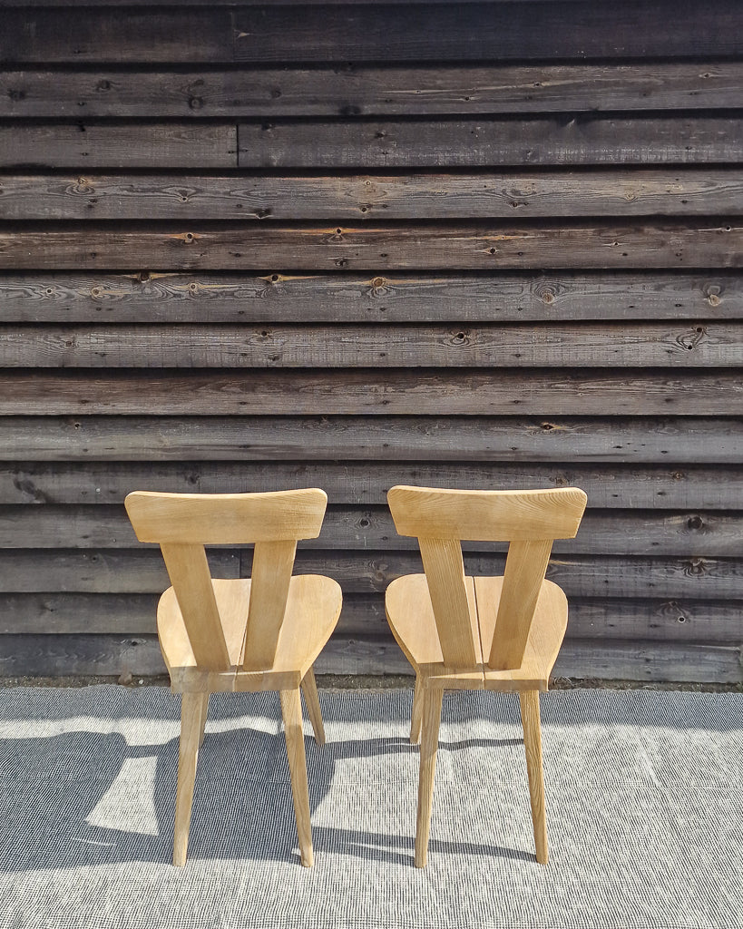 Wladyslaw Wincze Brutalist Bleached Teak Zydel Dining Chairs