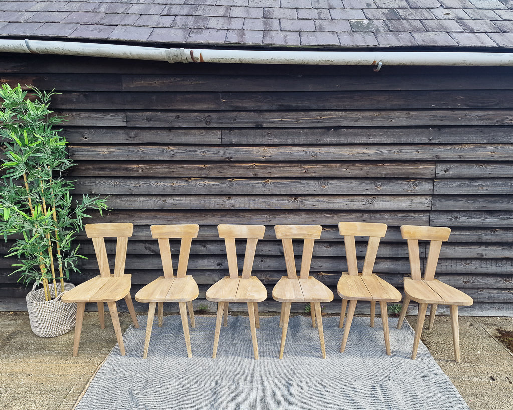 Wladyslaw Wincze Brutalist Bleached Teak Zydel Dining Chairs