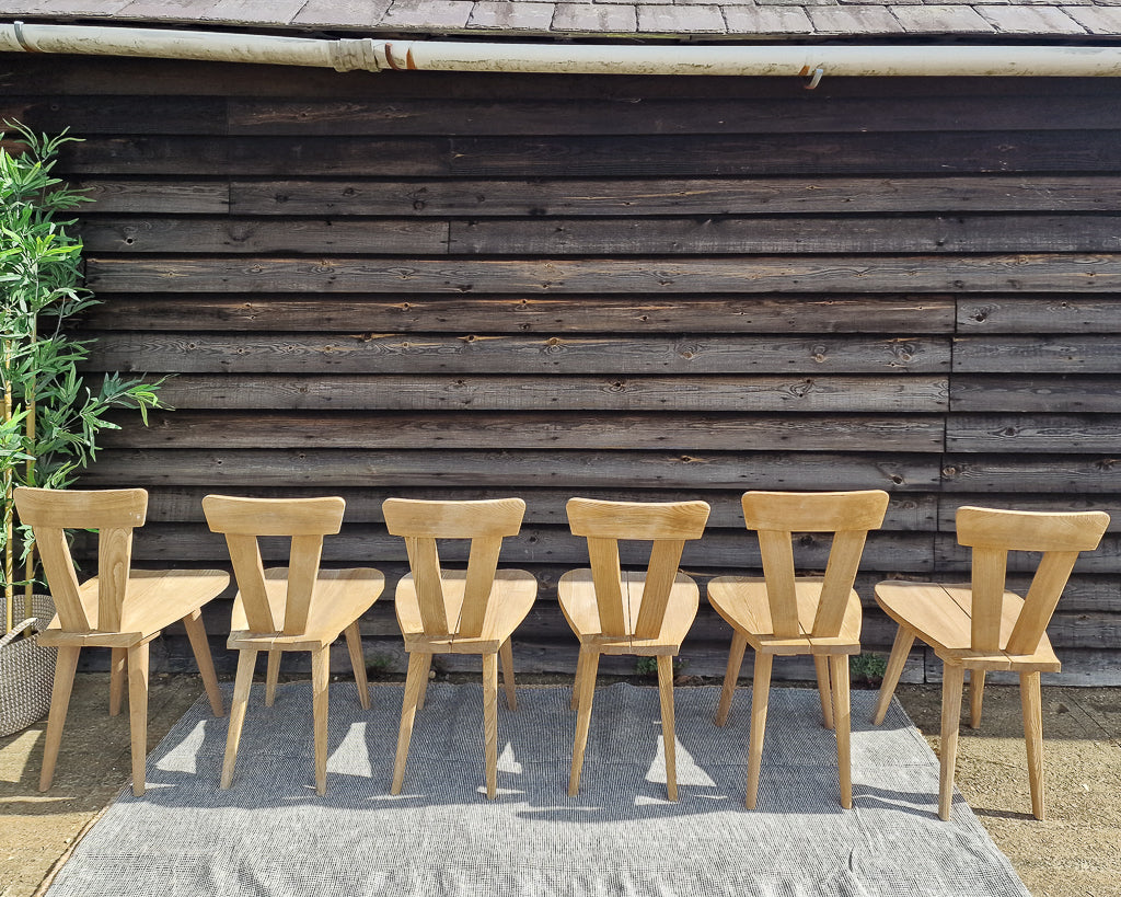 Wladyslaw Wincze Brutalist Bleached Teak Zydel Dining Chairs