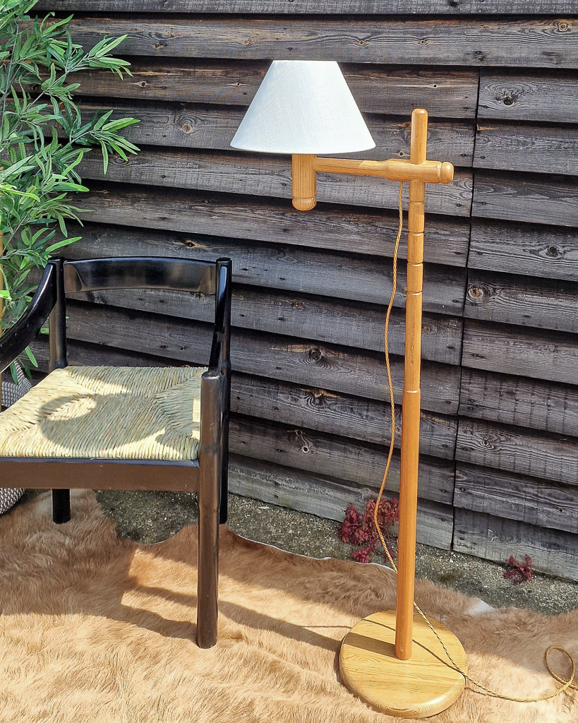 Mid Century Swedish Standard Floor Lamp inc. Shade Solbackens Svarveri