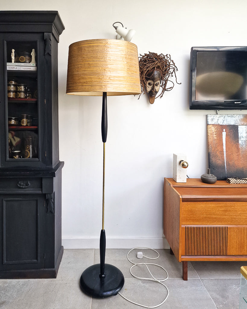 Mid Century Ebonised Standard Floor Lamp inc. Shade