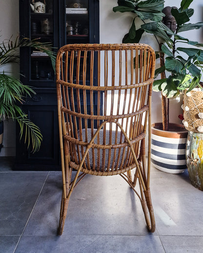 Vintage High Back Bamboo Accent Chair