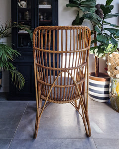 Vintage High Back Bamboo Accent Chair