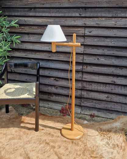 Mid Century Swedish Standard Floor Lamp inc. Shade Solbackens Svarveri