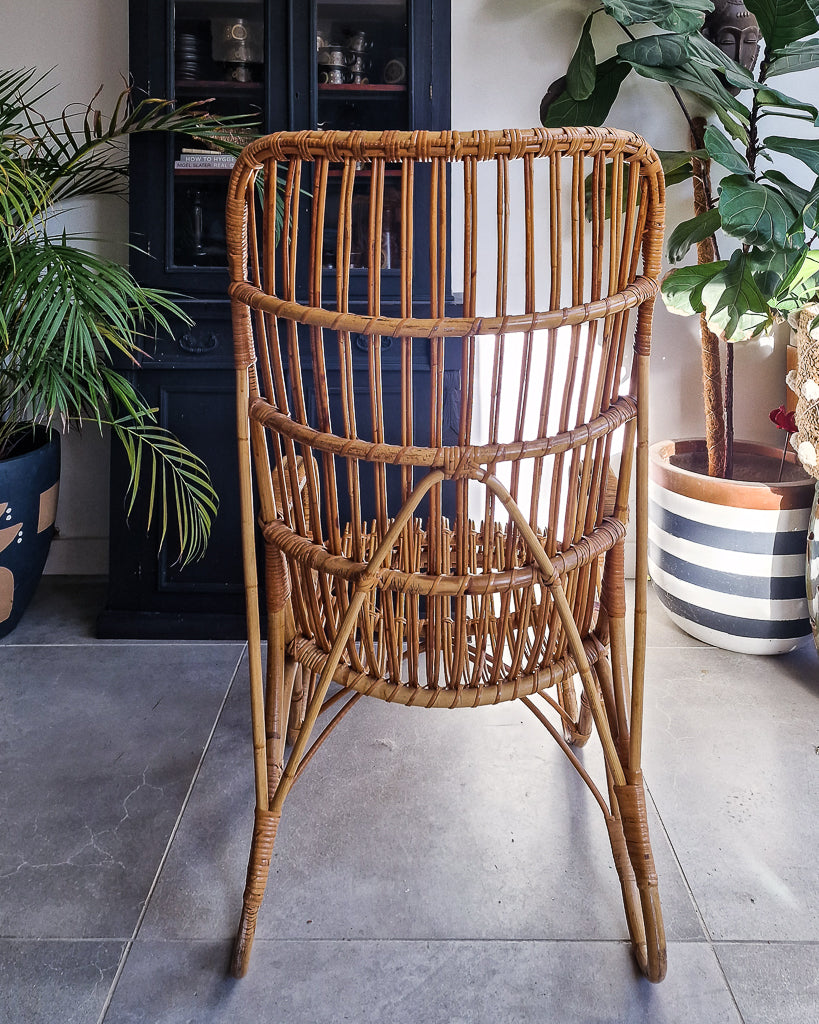 Vintage High Back Bamboo Accent Chair