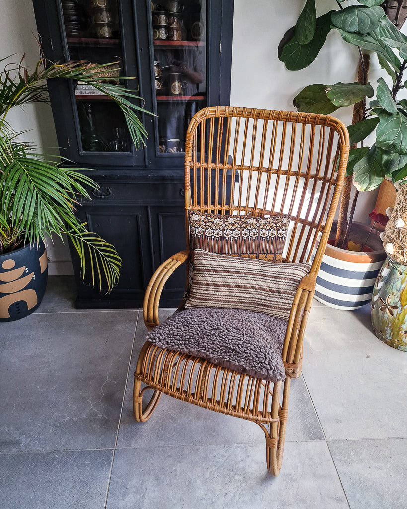 Vintage High Back Bamboo Accent Chair