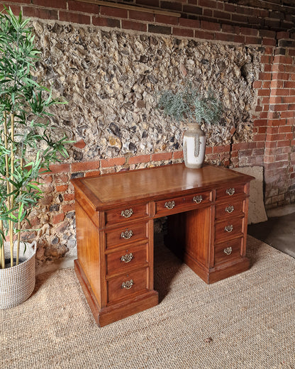 Antique Victorian Walnut Pedestal Desk (Twin)