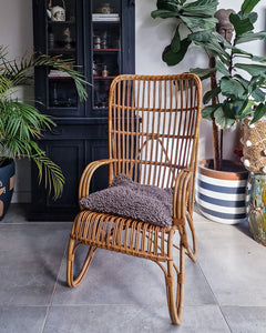 Vintage High Back Bamboo Accent Chair