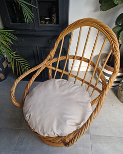 Vintage Twisted Bamboo Swivel Chair (inc. Cushion)