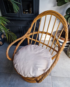 Vintage Twisted Bamboo Swivel Chair (inc. Cushion)