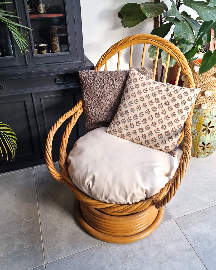 Vintage Twisted Bamboo Swivel Chair (inc. Cushion)