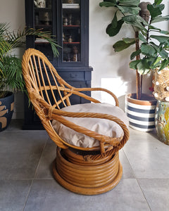 Vintage Twisted Bamboo Swivel Chair (inc. Cushion)