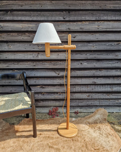 Mid Century Swedish Standard Floor Lamp inc. Shade Solbackens Svarveri