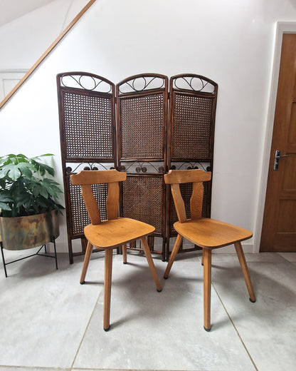 Brutalist Oak Dining Chairs (Pair)