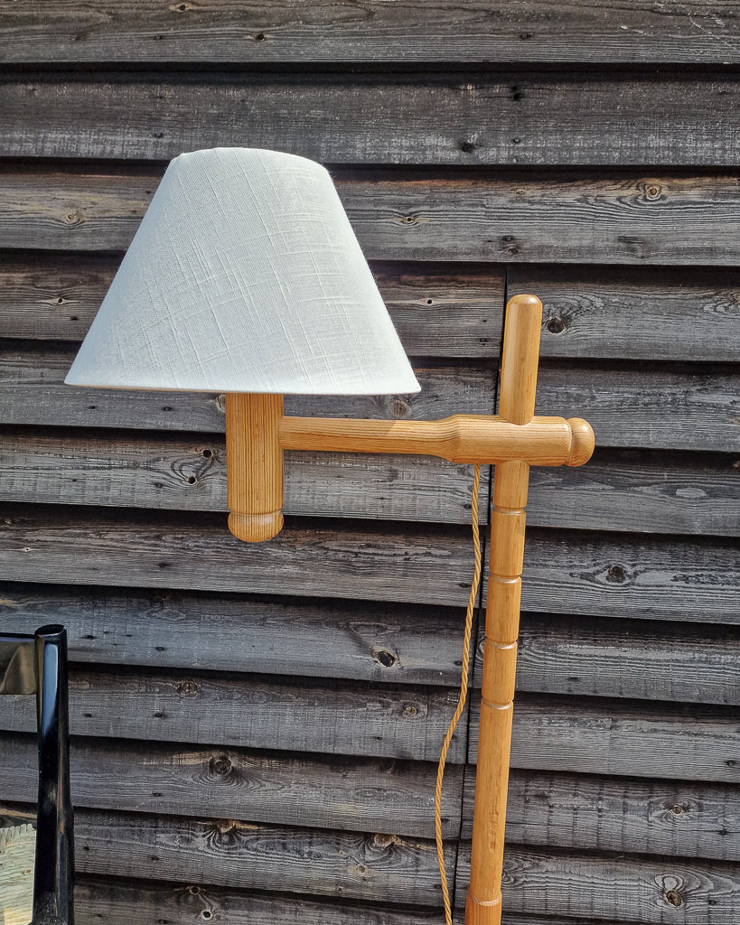 Mid Century Swedish Standard Floor Lamp inc. Shade Solbackens Svarveri