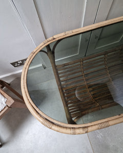 Vintage Bamboo & Smoked Glass Coffee Table