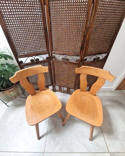 Brutalist Oak Dining Chairs (Pair)