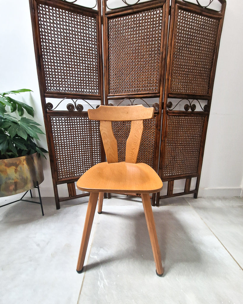 Brutalist Oak Dining Chairs (Pair)